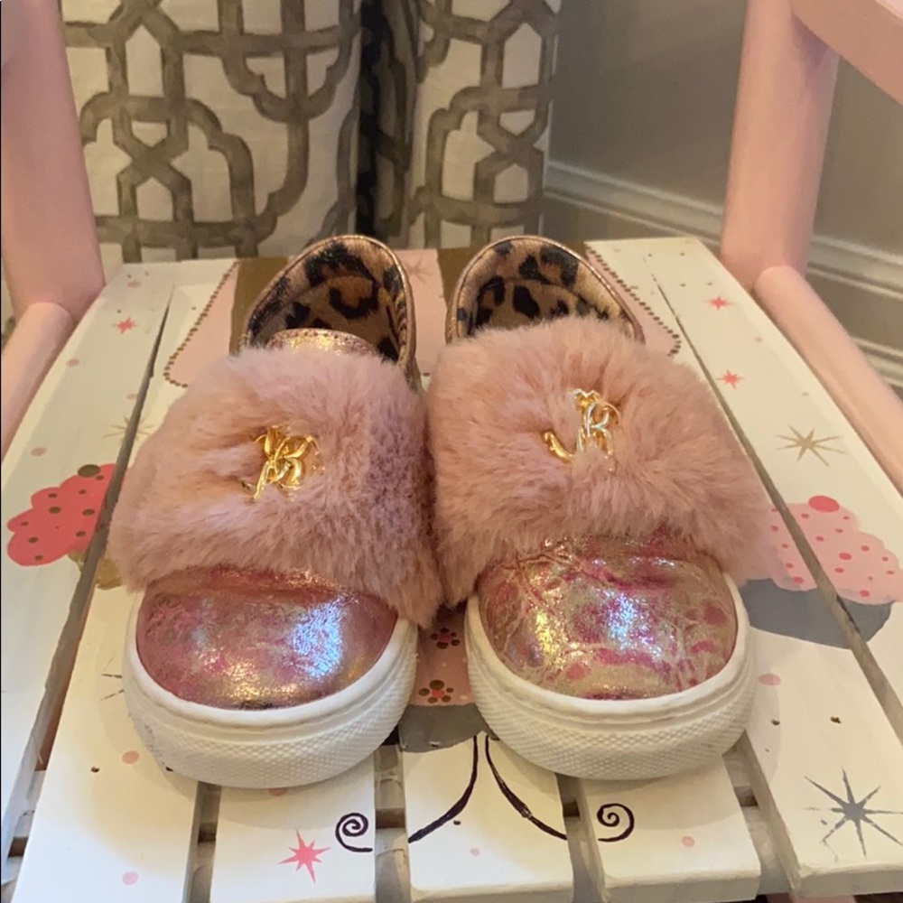 SOLD Roberto Cavalli sparkle pink fur sneakers